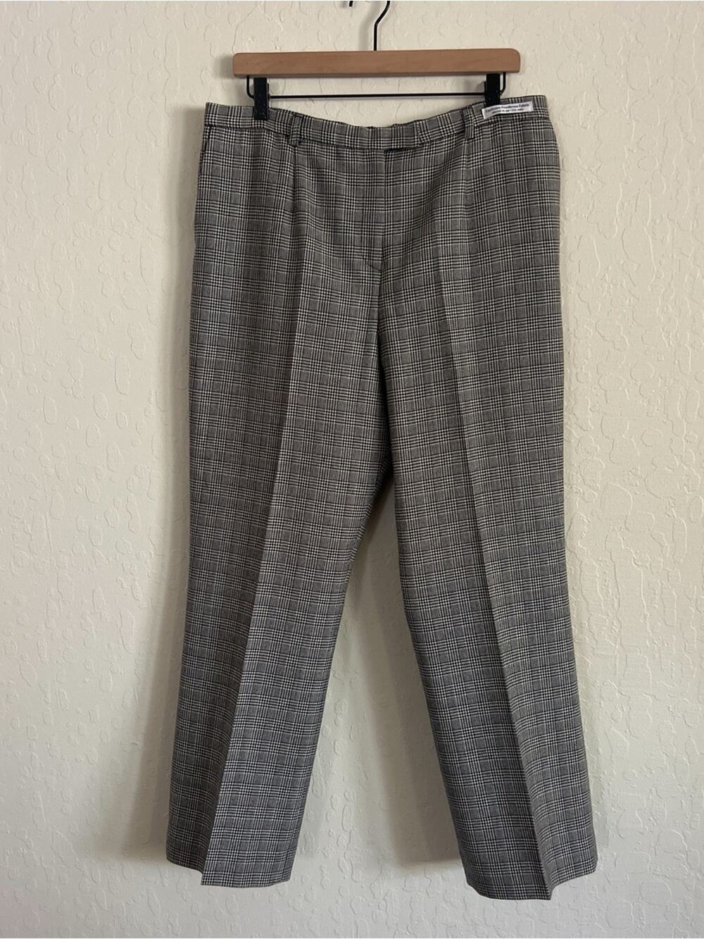 Vintage Pendleton 100% Wool Glen Plaid Straight Leg Trouser Pants 14 Petite Work